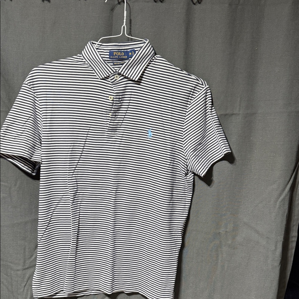 Polo by Ralph Lauren Men's Black and White Striped Polo Shirt